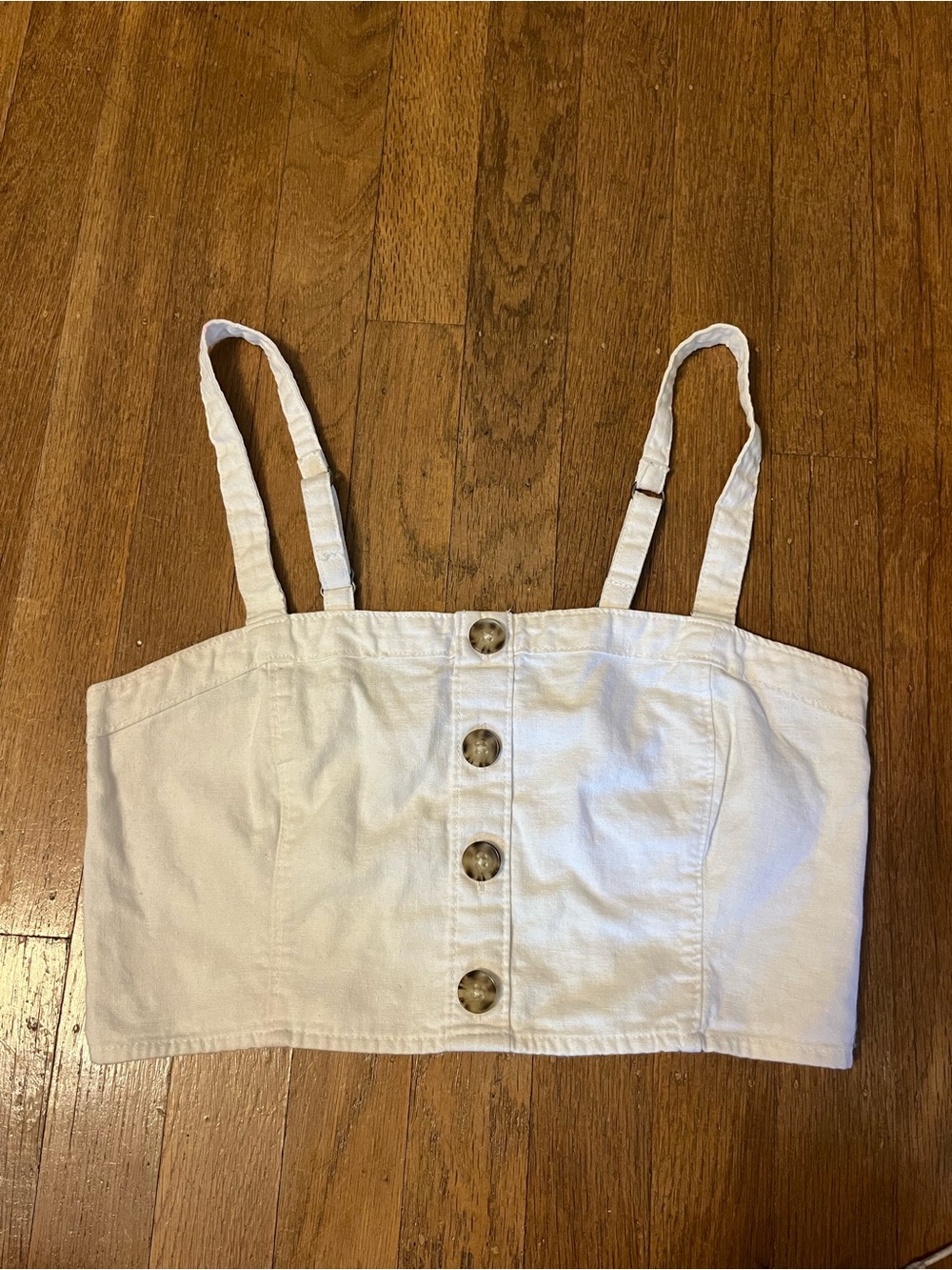 Abercrombie & Fitch White Button-Front Cropped Tank